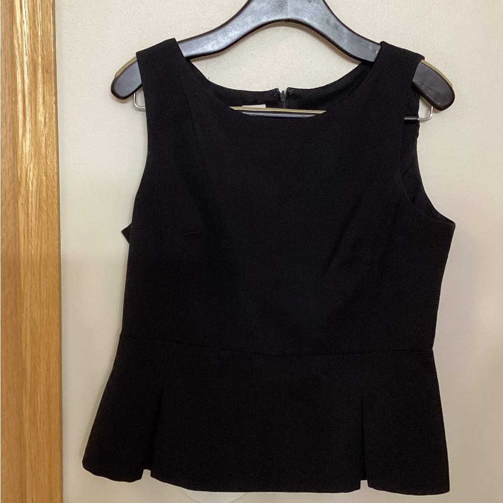 Anne Klein Black Sleeveless Peplum Top
